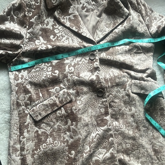 Chico’s Taupe Beige Chenille Jacquard  blazer coat SZ 2 (approx women’s 14) - Picture 5 of 7